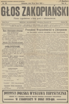 Głos Zakopiański : pismo tygodniowe z listą gości i informatorem. R.3, 1925, nr 29