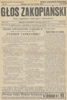 Głos Zakopiański : pismo tygodniowe z listą gości i informatorem. R.3, 1925, nr 32