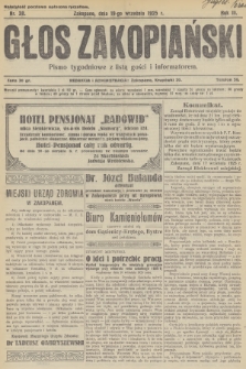 Głos Zakopiański : pismo tygodniowe z listą gości i informatorem. R.3, 1925, nr 38