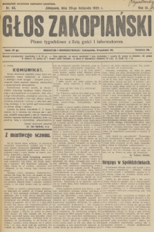 Głos Zakopiański : pismo tygodniowe z listą gości i informatorem. R.3, 1925, nr 44