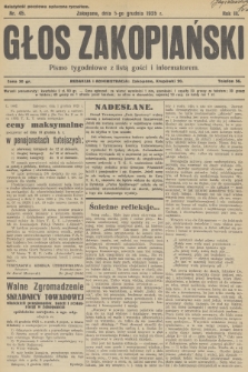 Głos Zakopiański : pismo tygodniowe z listą gości i informatorem. R.3, 1925, nr 45