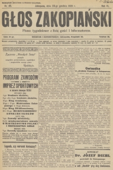 Głos Zakopiański : pismo tygodniowe z listą gości i informatorem. R.3, 1925, nr 46