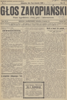 Głos Zakopiański : pismo tygodniowe z listą gości i informatorem. R.4, 1926, nr 1