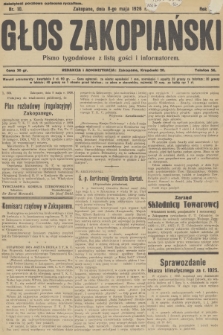 Głos Zakopiański : pismo tygodniowe z listą gości i informatorem. R.4, 1926, nr 10