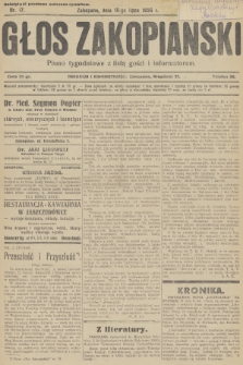 Głos Zakopiański : pismo tygodniowe z listą gości i informatorem. R.4, 1926, nr 17 + dod.