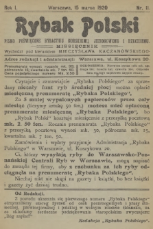 Rybak Polski : pismo poświęcone rybactwu morskiemu, jeziorowemu i rzecznemu. R.1, 1920, nr 2