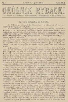 Okólnik Rybacki : organ Krajowego Towarzystwa Rybackiego w Krakowie. R.30, 1913, nr 7