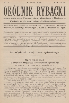 Okólnik Rybacki : organ Krajowego Towarzystwa Rybackiego w Krakowie. R.31, 1914, nr 7