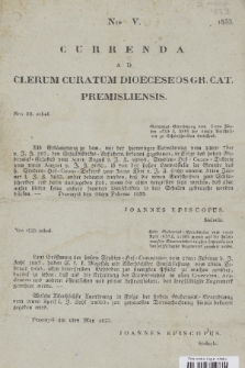 Curenda ad Clerum Curatum Dioeceseos Gr. Cat. Premisliensis. 1833, Nro 5