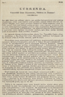 Currenda : venerabili clero dioecesano salutem in Domino!. 1846, Nro 1
