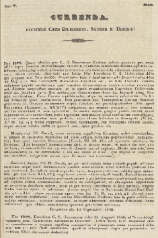 Currenda : venerabili clero dioecesano salutem in Domino!. 1846, Nro 5