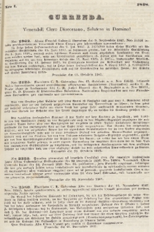 Currenda : venerabili clero dioecesano salutem in Domino!. 1848, Nro 1