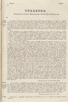 Currenda : venerabili clero dioecesano salutem in Domino!. 1857, Nro 1