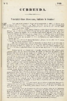 Currenda : venerabili clero dioecesano salutem in Domino!. 1860, Nro 1