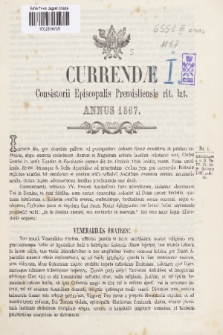 Currendae Consistorii Episcopalis Premisliensis Rit. Lat. 1867, Nr I