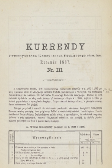 Kurrendy Przemyskiego Konsystorza Biskupiego Obrz. Łac. 1867, Nr III