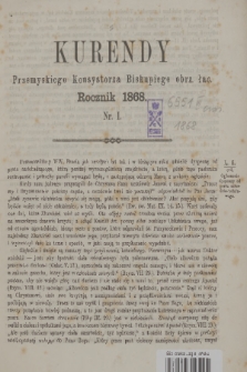 Kurendy Przemyskiego Konsystorza Biskupiego Obrz. Łac. 1868, Nr I