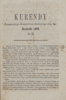 Kurendy Przemyskiego Konsystorza Biskupiego Obrz. Łac. 1868, Nr III