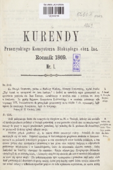 Kurendy Przemyskiego Konsystorza Biskupiego Obrz. Łac. 1869, Nr I