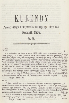 Kurendy Przemyskiego Konsystorza Biskupiego Obrz. Łac. 1869, Nr IV