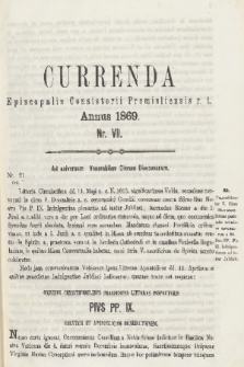 Currenda Episcopalis Consistorii Premisliensis R. L. 1869, Nr VII