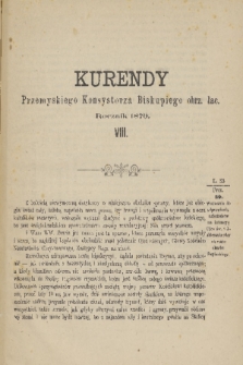 Kurendy Przemyskiego Konsystorza Biskupiego Obrz. Łac. 1870, Nr VIII