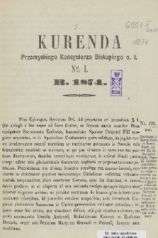 Kurenda Przemyskiego Konsystorza Biskupiego O. Ł. 1874, Nr I