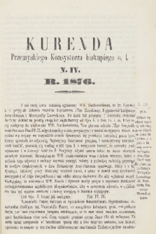 Kurenda Przemyskiego Konsystorza Biskupiego O. Ł. 1876, Nr IV