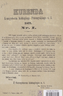 Kurenda Konsystorza Biskupiego Przemyskiego O. Ł. 1877, Nr I