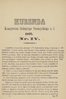 Kurenda Konsystorza Biskupiego Przemyskiego O. Ł. 1877, Nr IV