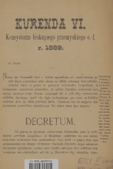 Kurenda Konsystorza Biskupiego Przemyskiego O. Ł. 1889, Nr VI