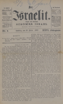 Der Israelit : Organ der Vereines Schomer Israel. 1893, nr 4
