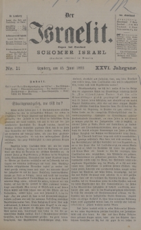 Der Israelit : Organ der Vereines Schomer Israel. 1893, nr 11