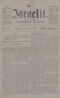 Der Israelit : Organ der Vereines Schomer Israel. 1893, nr 12
