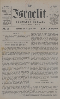 Der Israelit : Organ der Vereines Schomer Israel. 1893, nr 14