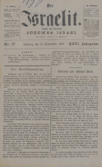 Der Israelit : Organ der Vereines Schomer Israel. 1893, nr 17