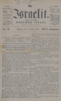 Der Israelit : Organ der Vereines Schomer Israel. 1893, nr 20