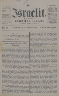 Der Israelit : Organ der Vereines Schomer Israel. 1893, nr 21