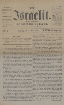 Der Israelit : Organ der Vereines Schomer Israel. 1894, nr 9
