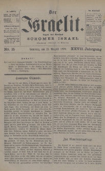 Der Israelit : Organ der Vereines Schomer Israel. 1894, nr 15