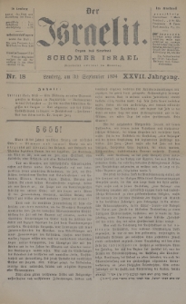 Der Israelit : Organ der Vereines Schomer Israel. 1894, nr 18