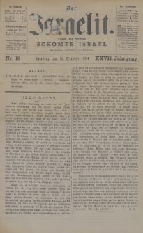 Der Israelit : Organ der Vereines Schomer Israel. 1894, nr 19