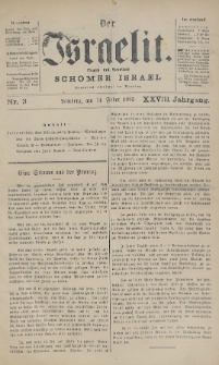 Der Israelit : Organ der Vereines Schomer Israel. 1895, nr 3