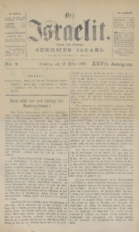 Der Israelit : Organ der Vereines Schomer Israel. 1895, nr 4