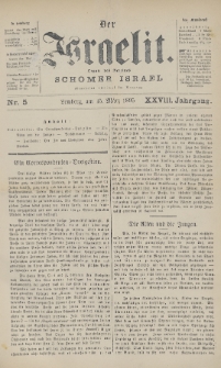 Der Israelit : Organ der Vereines Schomer Israel. 1895, nr 5