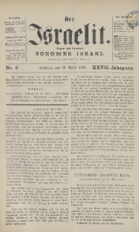 Der Israelit : Organ der Vereines Schomer Israel. 1895, nr 8
