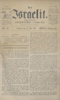 Der Israelit : Organ der Vereines Schomer Israel. 1895, nr 13