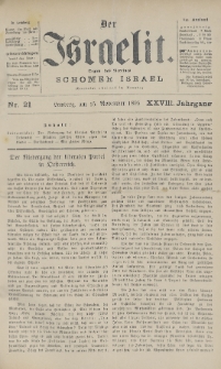 Der Israelit : Organ der Vereines Schomer Israel. 1895, nr 21