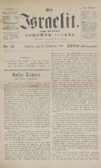 Der Israelit : Organ der Vereines Schomer Israel. 1895, nr 23