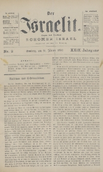 Der Israelit : Organ der Vereines Schomer Israel. 1896, nr 2